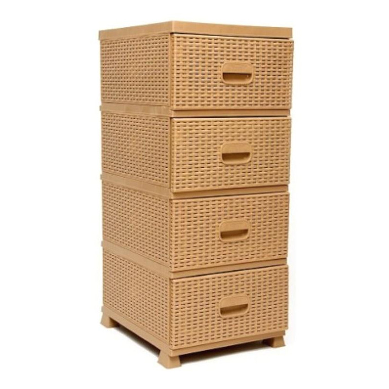 Regał Rattan 4 szuflady 90x44x37,5cm beż